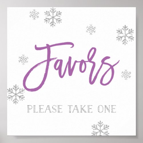 Silver Snowflakes and Purple Chic Favor Sign
