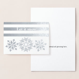 Silver Snowflakes and Stripes Christmas Card
