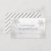 Silver Snowflakes Baby Shower Diaper Raffle Ticket Enclosure Card (Front/Back)