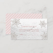 Silver Snowflakes Baby Shower Diaper Raffle Ticket Enclosure Card