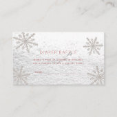Silver Snowflakes Baby Shower Diaper Raffle Ticket Enclosure Card (Front)