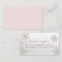 Silver Snowflakes Baby Shower Diaper Raffle Ticket Enclosure Card