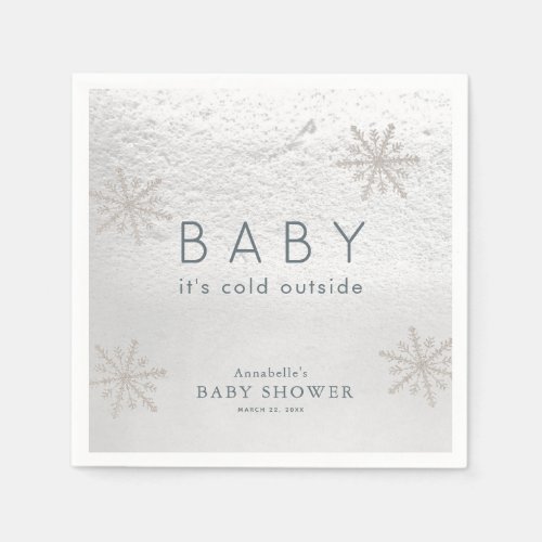 Silver Snowflakes Baby Shower Napkins