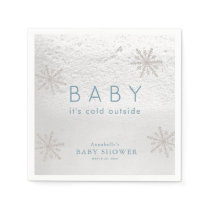 Silver Snowflakes Blue Baby Shower Napkins