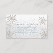 Silver Snowflakes Blue Please Bring a Book Card (Front)