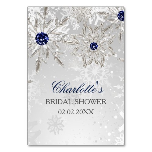 silver snowflakes bridal shower bingo cards