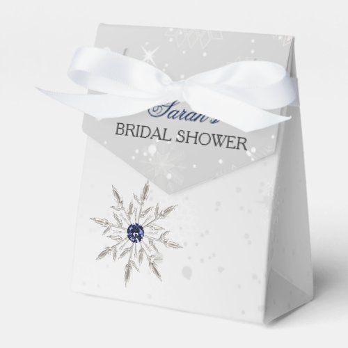 silver snowflakes bridal shower favor box