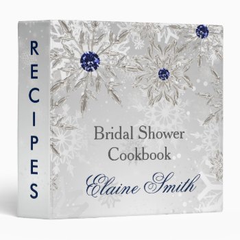 Silver Snowflakes Bridal Shower Recipe 3 Ring Binder by Invitationboutique at Zazzle