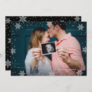 Silver Snowflakes Cheers Photo Christmas Holiday Card