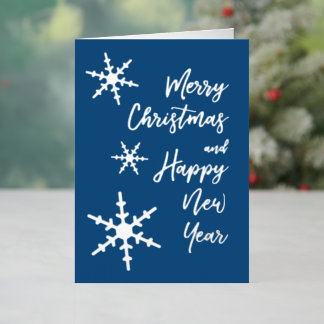 Silver Snowflakes Christmas Happy New Year Blue Foil Holiday Card