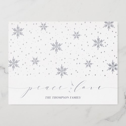 Silver Snowflakes Christmas Holiday Foil Postcard