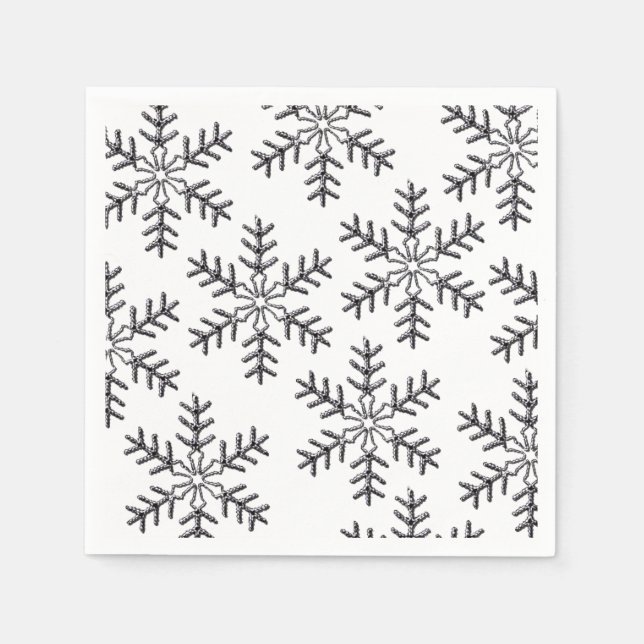 Silver Snowflakes Christmas Napkins (Front)