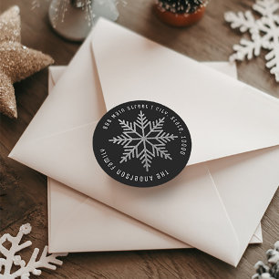 Silver Snowflakes Christmas Return address label