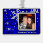 Silver Snowflakes Custom Photo Christmas Ornament