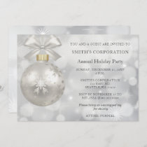 Silver Snowflakes Elegant Corporate Holiday Party Invitation