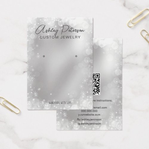 Silver snowflakes festive QR code earring display