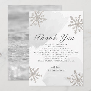 Silver Snowflakes Gray Baby Shower Thank You Card