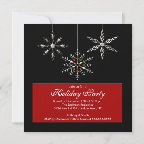 Silver Snowflakes Holiday Party Invitation