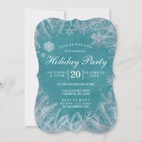 Silver Snowflakes Holiday Party Invitation