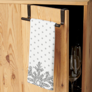 Silver Snowflakes Kitchen Towel