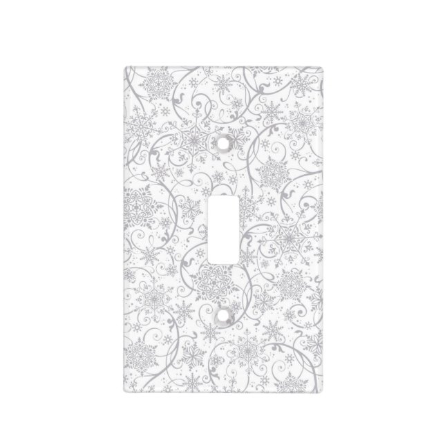 Silver Snowflakes Light Switch Cover (Front)