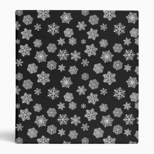 Silver snowflakes on a black background 3 ring binder