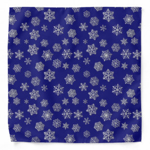 Silver snowflakes on a dark blue background bandana