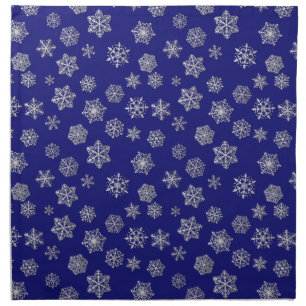 Silver snowflakes on a dark blue background napkin