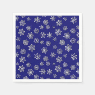 Silver snowflakes on a dark blue background napkins