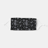 Silver Snowflakes on Black Elegant Pattern Adult Cloth Face Mask (Front, Folded)