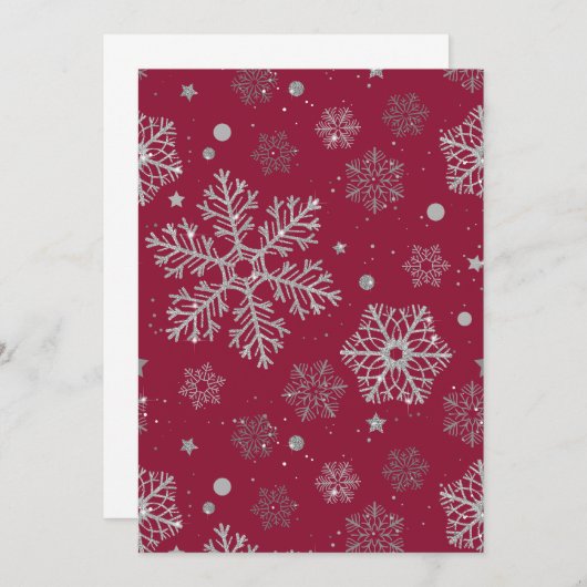 Silver snowflakes on dark red (Front/Back)