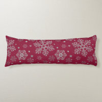 Silver snowflakes on dark red