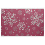 Silver snowflakes on dark red fabric