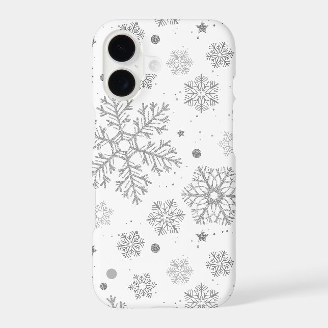Silver snowflakes on white Case-Mate iPhone case (Back)