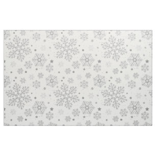 Silver snowflakes on white fabric