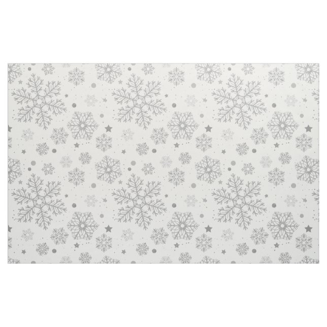 Silver snowflakes on white fabric (Fat Quarter)