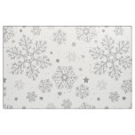 Silver snowflakes on white fabric