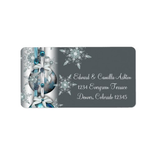 Silver Snowflakes Ornaments Christmas Label