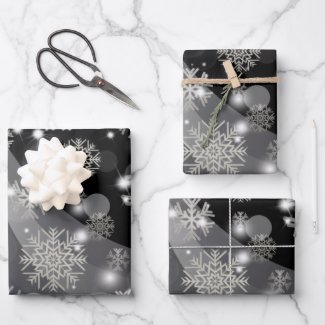Silver Snowflakes Sparkles And Lights On Black