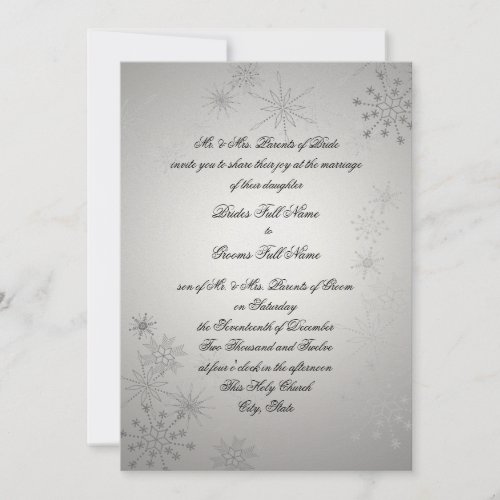 Silver Snowflakes Wedding Announcements