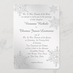Silver Snowflakes Wedding Invitation