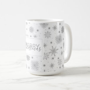 Silver Snowflakes White Design Coffee Mug