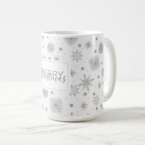 Silver Snowflakes White Design Coffee Mug