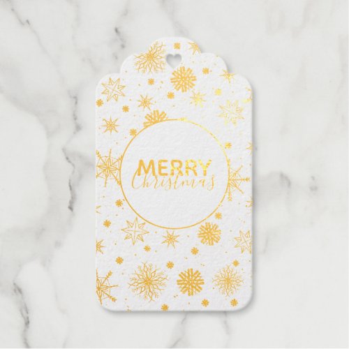 Silver Snowflakes White Design Foil Gift Tags