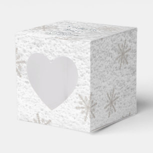 Silver Snowflakes White Snow Thank You Baby Shower Favor Boxes