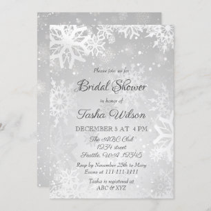 Silver Snowflakes Winter Bridal Shower Invitation