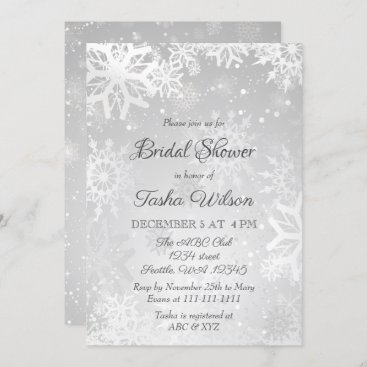 Silver Snowflakes Winter Bridal Shower Invitation
