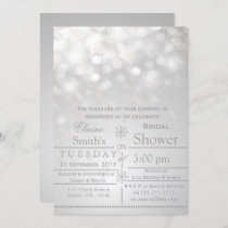 silver snowflakes Winter Bridal shower Invite