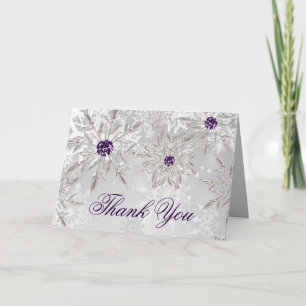 silver snowflakes winter bridal shower Thank You Card