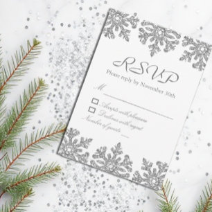 Silver Snowflakes Winter Sweet Sixteen RSVP Card